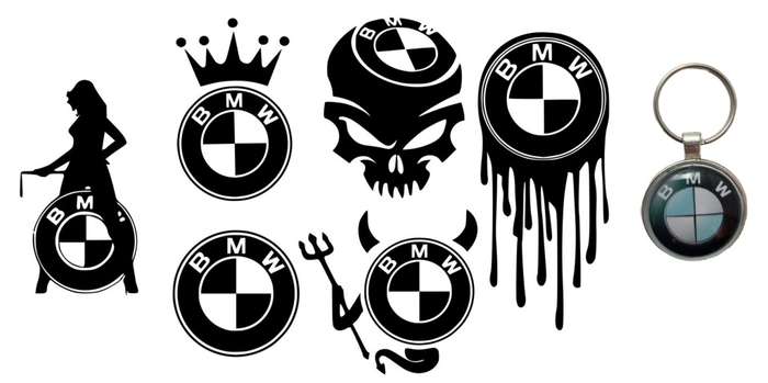 Decorative Sticker Mix Set 2- BMW With a Metal Keychain