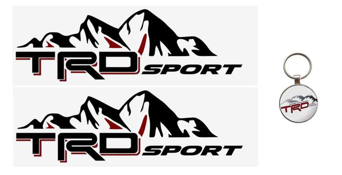 TRD styling set compatible with Toyota: Stylish TRD stickers with keychain - TRD Black