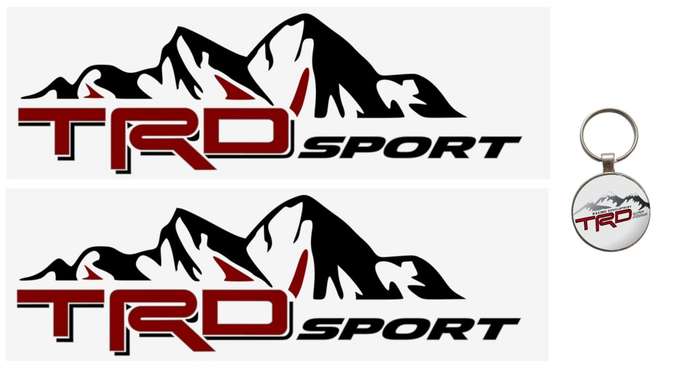TRD styling set compatible with Toyota: Stylish TRD stickers with keychain - TRD Red