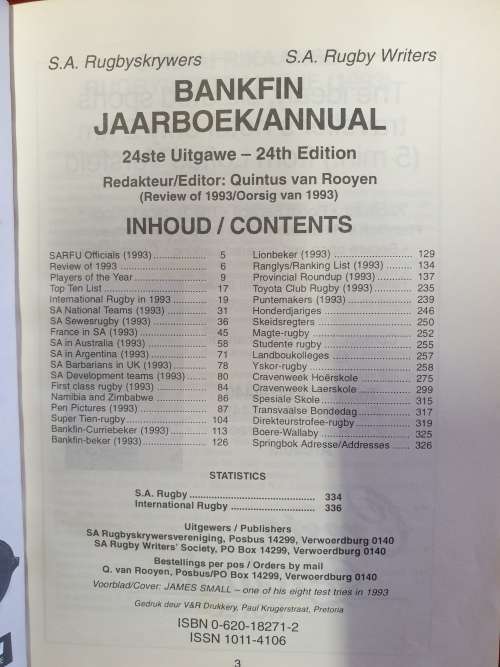 BANKFIN ANNUAL 1994 JAARBOEK.   Editor/Redakteur Quintus van Rooyen