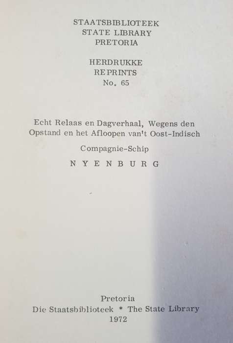 Echt Relaas en Dagverhaal, NYENBURG.