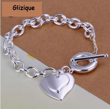 925 Sterling Silver Plated High Quality Heart Charm Bracelet