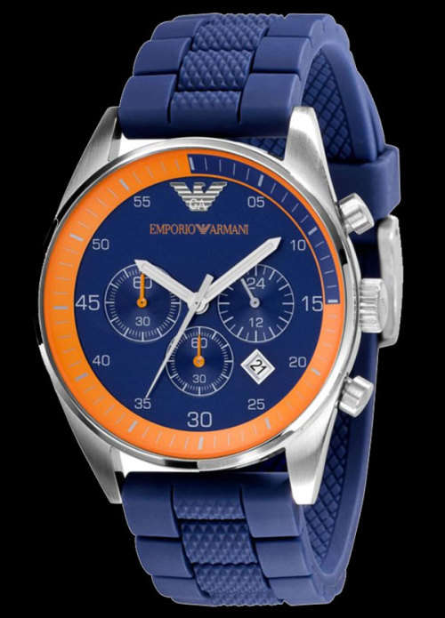 *R1 No Reserve*EMPORIO ARMANI Sportivo Chronograph Blue Dial Men's Watch