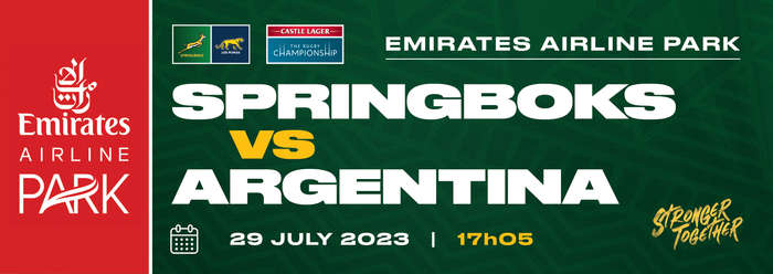 2x Category A Springboks vs Argentina tickets 29 July 2023