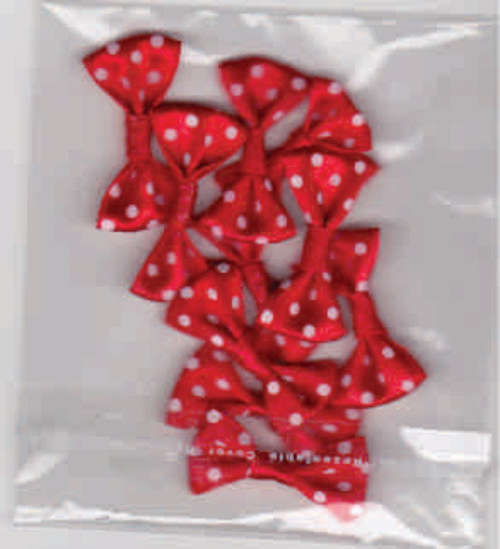 10 Polka dot satin bows +-2.5cm -RED