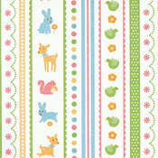 Paper 12"x12" Nursery-Girl Glitter Animal Stripes - Cardstock