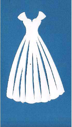 Die cut - Brides Dress  - Acid Free Paper - approx 105mm high - Wedding card embellishments