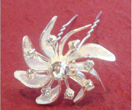 Bridal Hairpins -  Flower diamante hairpin