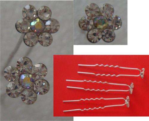 Bridal Hairpins - set of 3 - Rhinestone  Flower