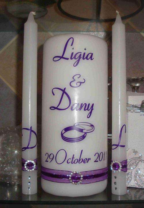 Unity candles (Set as shown) 23cm high and 10cm diam. (CAN DO DIFF COLOURS)