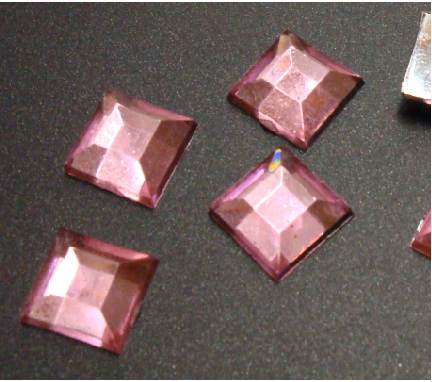 Acrylic Rhinestones - 8mm Square - Pink
