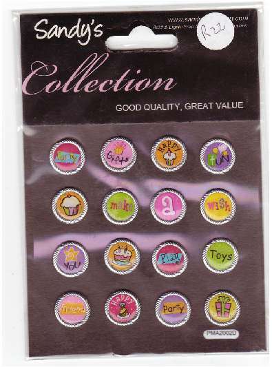 Metal Button Stickers (Epoxy Tops)  Sandys Collection  - PARTY