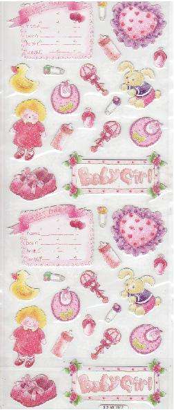 Stickers - Glitter - BABY GIRL - Sheet 30cm x 13cm