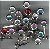 SPECIAL! 48Gem Brads 6x8colours,Pink light&dark,Blue Light & Dark,black,red,clear,lilac 8.5mm