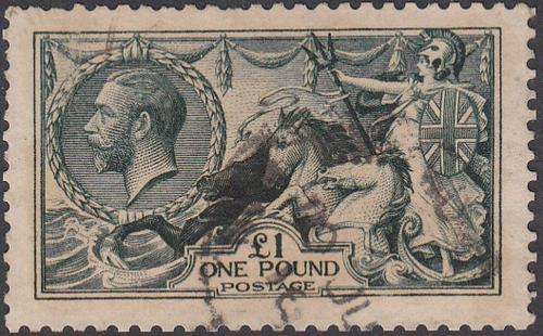 One Pound "Sea Horse" Green, Cat Value (R17500-00)
