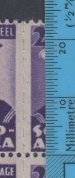 2d VIOLET SMALL WARS WITH LINE ON CAP VARIETY + SHORT STAMP/PERF SHIFT UM
