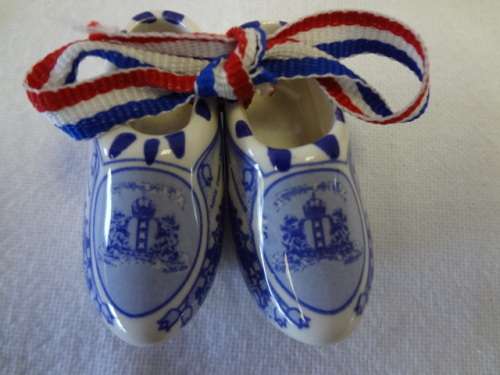Pair of Delft miniature clogs - as per photo