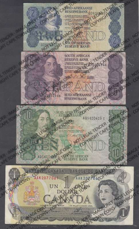 Lot of 4 International banknotes - as per scan