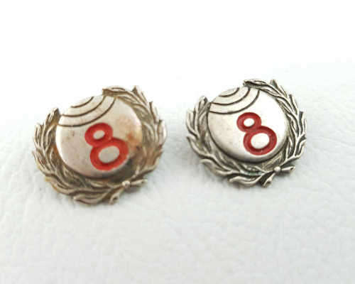 Pair of Lawn Bowls Badges No: 8 as per photo