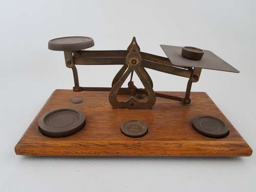 Antique Post Office Letter Scale with Weights as per photo