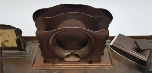 Vintage Bronze Desk Organiser with Inkwells 53 x 25cm as per photo