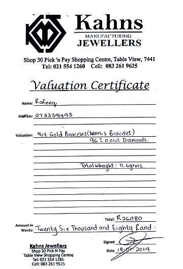 9ct Gold & Diamond Tennis Bracelet weight 11,6g as per photo