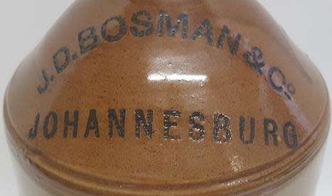 J.D.Bosman and Co. Antique Clay Bottle as per photo