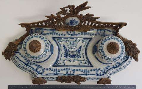 Porcelain and Brass inkwell - as per photo
