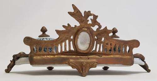 Porcelain and Brass inkwell - as per photo