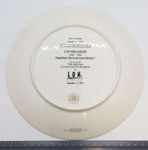 Vintage Lon Megargee 1913 porcelain decorative plate with stand as per photo