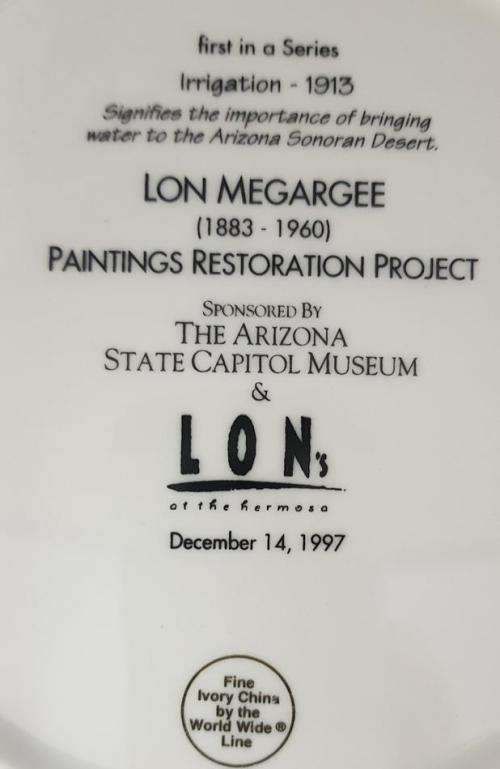 Vintage Lon Megargee 1913 porcelain decorative plate with stand as per photo
