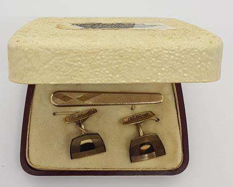 Rolled Gold Tie Pin and Cufflinks as per photo