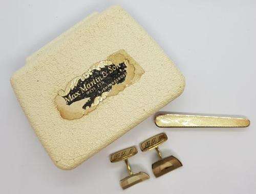 Rolled Gold Tie Pin and Cufflinks as per photo