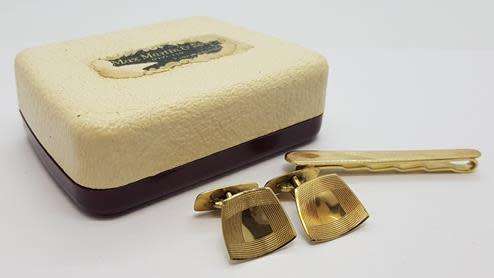 Rolled Gold Tie Pin and Cufflinks as per photo