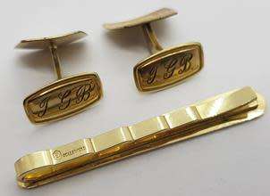 Rolled Gold Tie Pin and Cufflinks as per photo