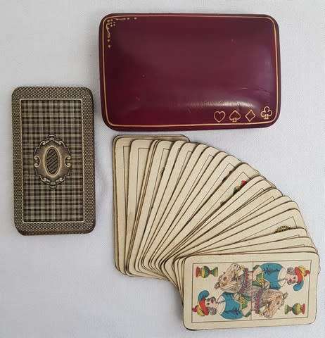 Vintage Italian Playing Cards in Leather Box as per photo