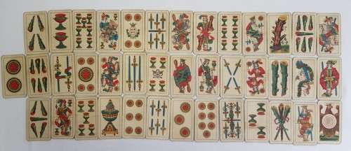 Vintage Italian Playing Cards in Leather Box as per photo