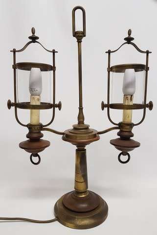 Vintage Brass and Wood Desktop Lamp made in South Africa as per photo