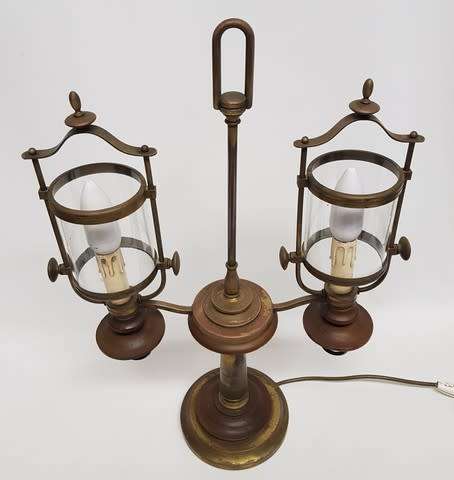 Vintage Brass and Wood Desktop Lamp made in South Africa as per photo