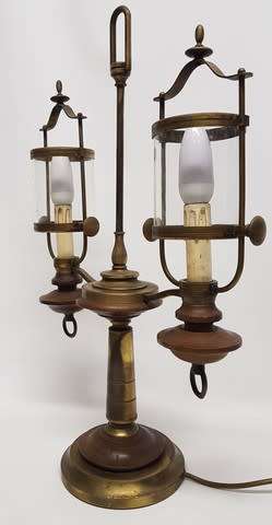 Vintage Brass and Wood Desktop Lamp made in South Africa as per photo