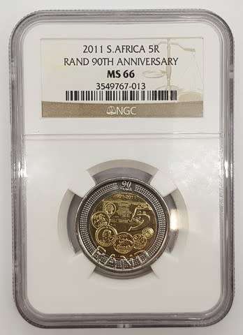 2011 South Africa R5 Mandela 90th Anniversary NGC MS 66 - as per photo