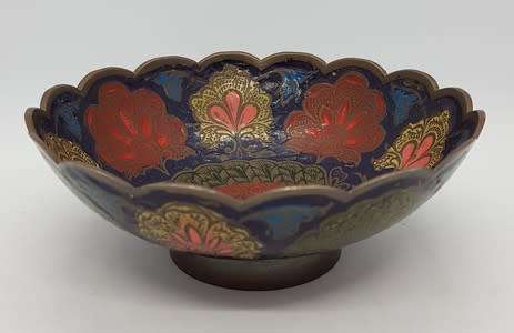 Brass Enamel Peacock Trinket Bowl - as per photo