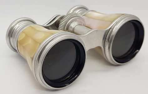 Antique Mother of Pearl Opera Binoculars in leather case as per photo