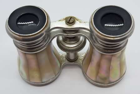 Antique Mother of Pearl Opera Binoculars in leather case as per photo