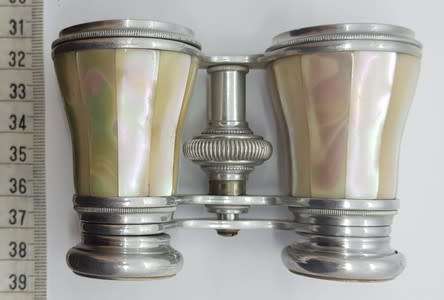 Antique Mother of Pearl Opera Binoculars in leather case as per photo