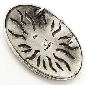 Khonje Sterling Silver Pendant with Leather inlay, weight 15,1g as per photo