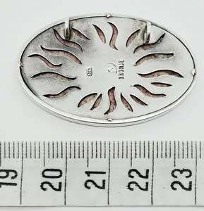 Khonje Sterling Silver Pendant with Leather inlay, weight 15,1g as per photo