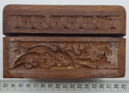 Vintage Carved Wood Jewelry box made in India as per photo