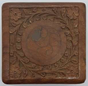 Vintage Carved Wood Jewelry box made in India as per photo