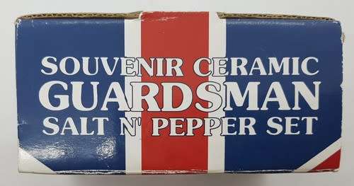 Souvenir Ceramic Guardsman Salt and Pepper set in box as per photo